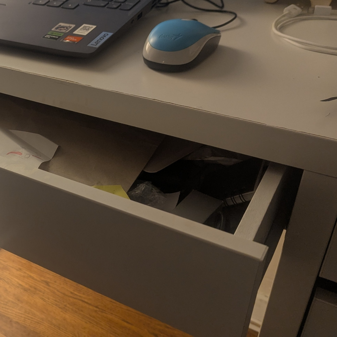 Next, I found that it would be a good idea to have some light inside my table drawer so I can see the contents more clearly.